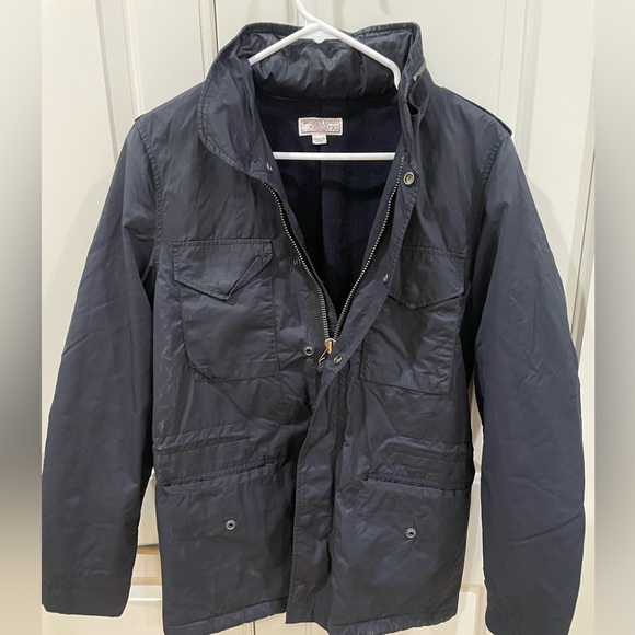 Wallace & Barnes Utility Jacket Mens XS Hidden Hood Fleece Lined J Crew Bomber - Picture 4 of 5